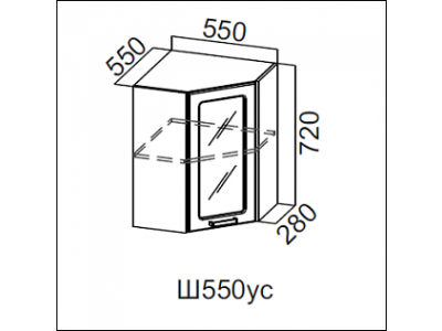 Шкаф навесной 550 (угловой со стеклом)